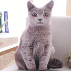 Peluche chat gris oreiller