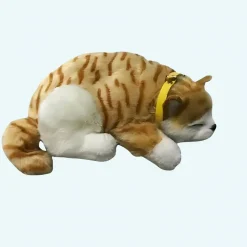Peluche chat orange tigré endormi