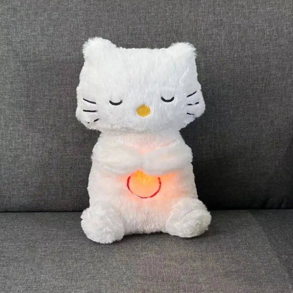 Peluche chat qui respire avec berceuse apaisante