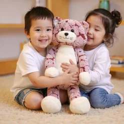 Peluche chat rose aux longues jambes