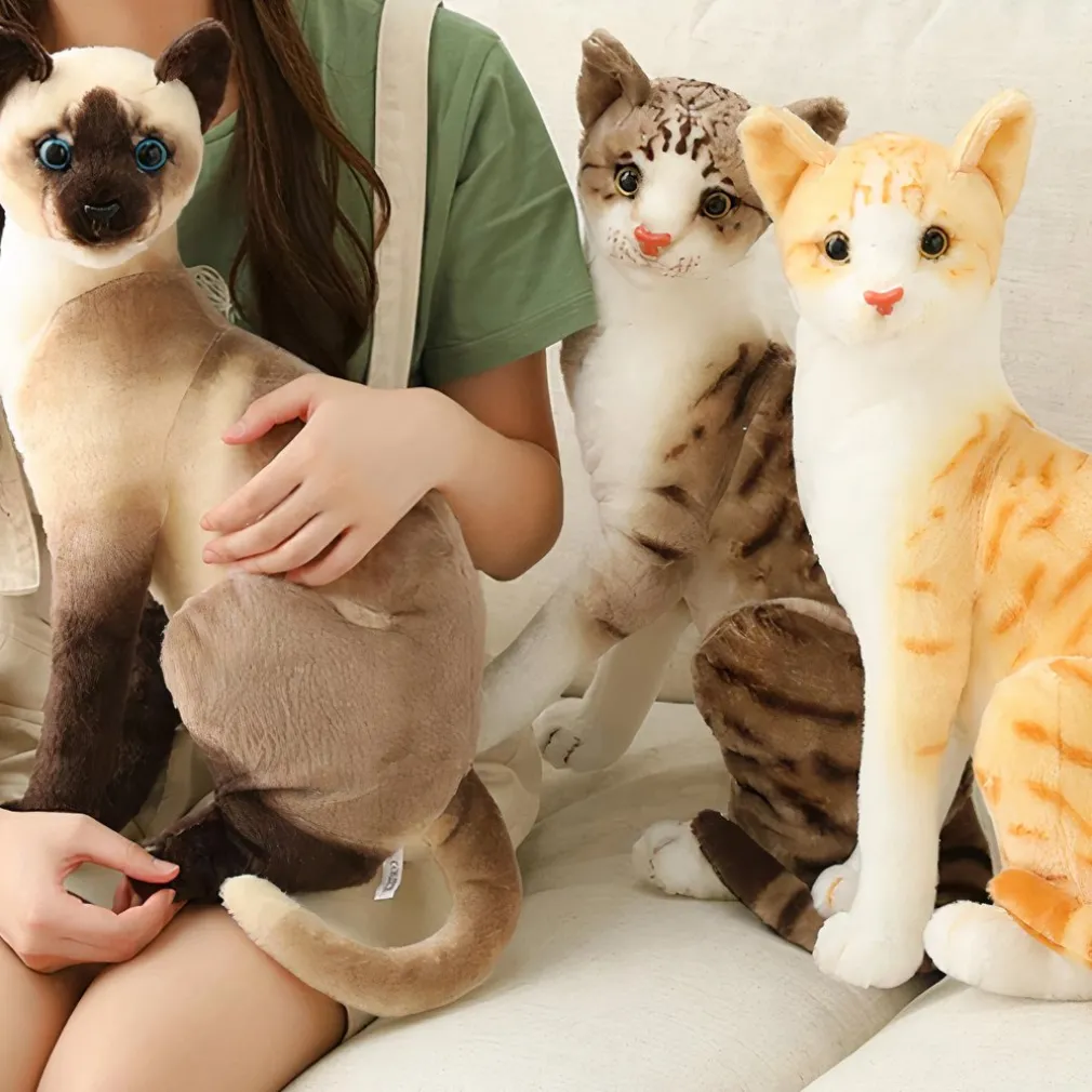 Peluche chat tigré gris