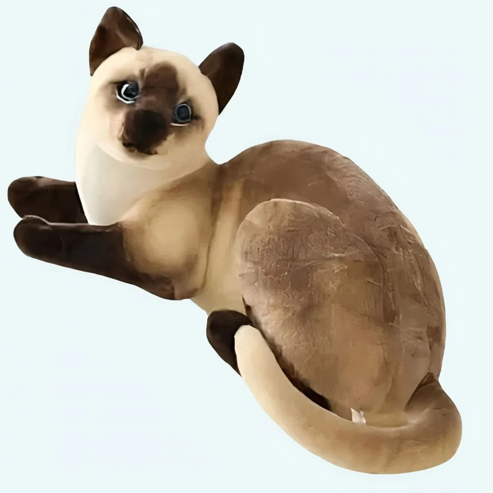 Peluche chat tigré gris couché