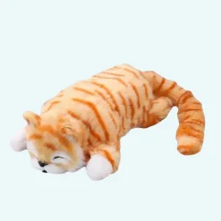Peluche chat tigré orange endormie