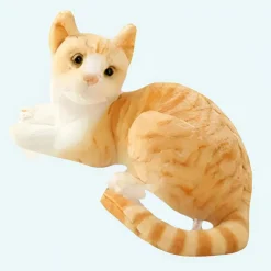 Peluche chat tigré orange couché