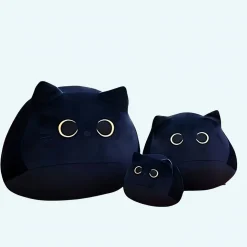 Peluche chaton noir aux grands yeux