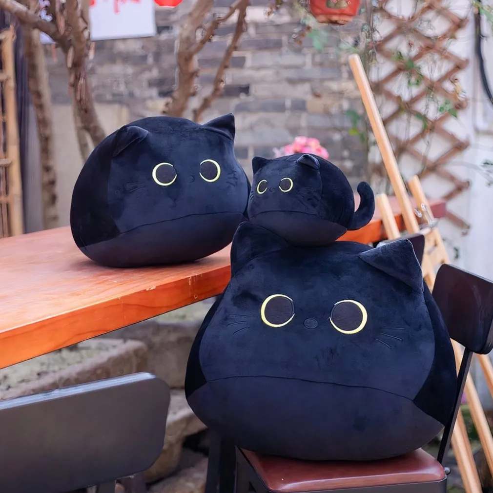 Peluche chaton noir aux grands yeux
