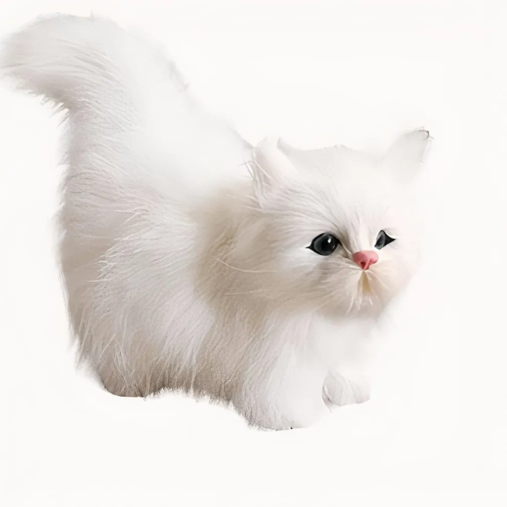 Peluche chaton poilu blanc