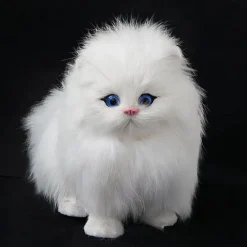 Peluche chaton poilu blanc