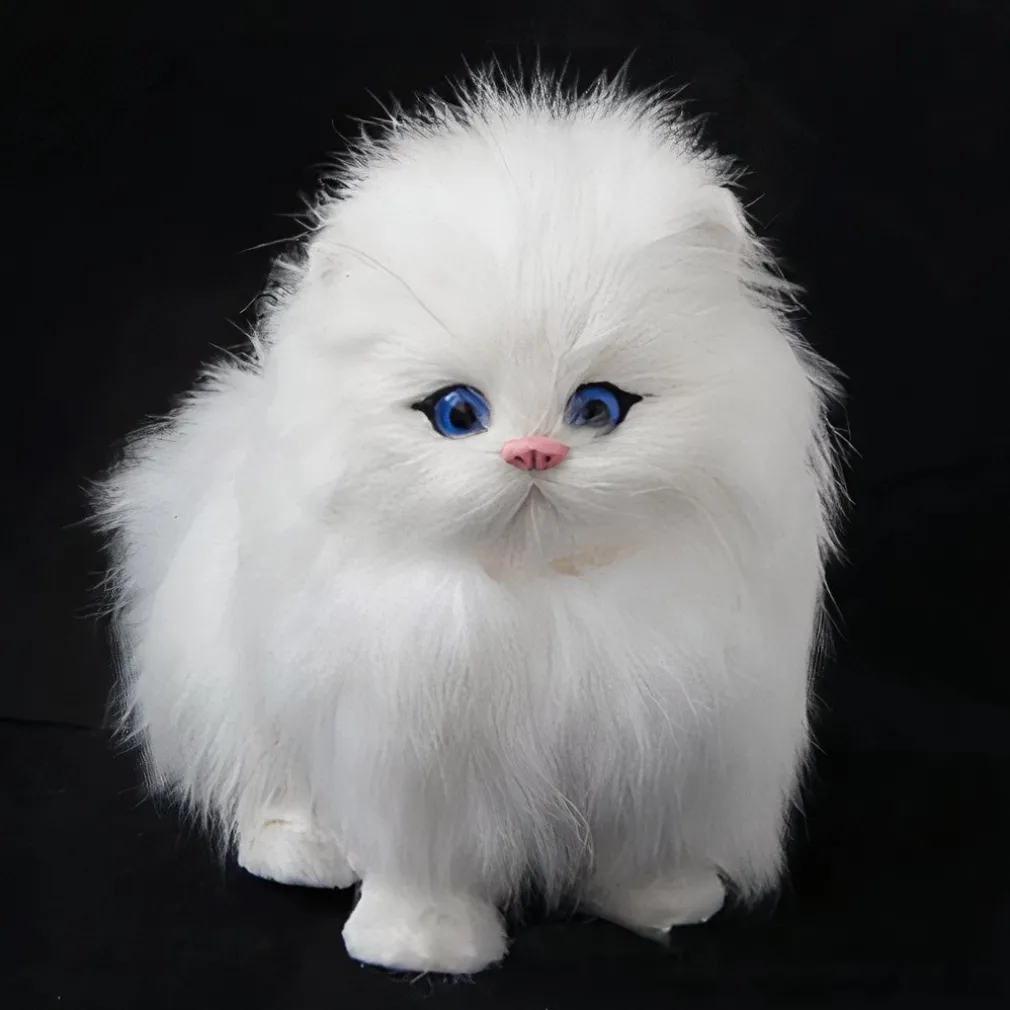 Peluche chaton poilu blanc