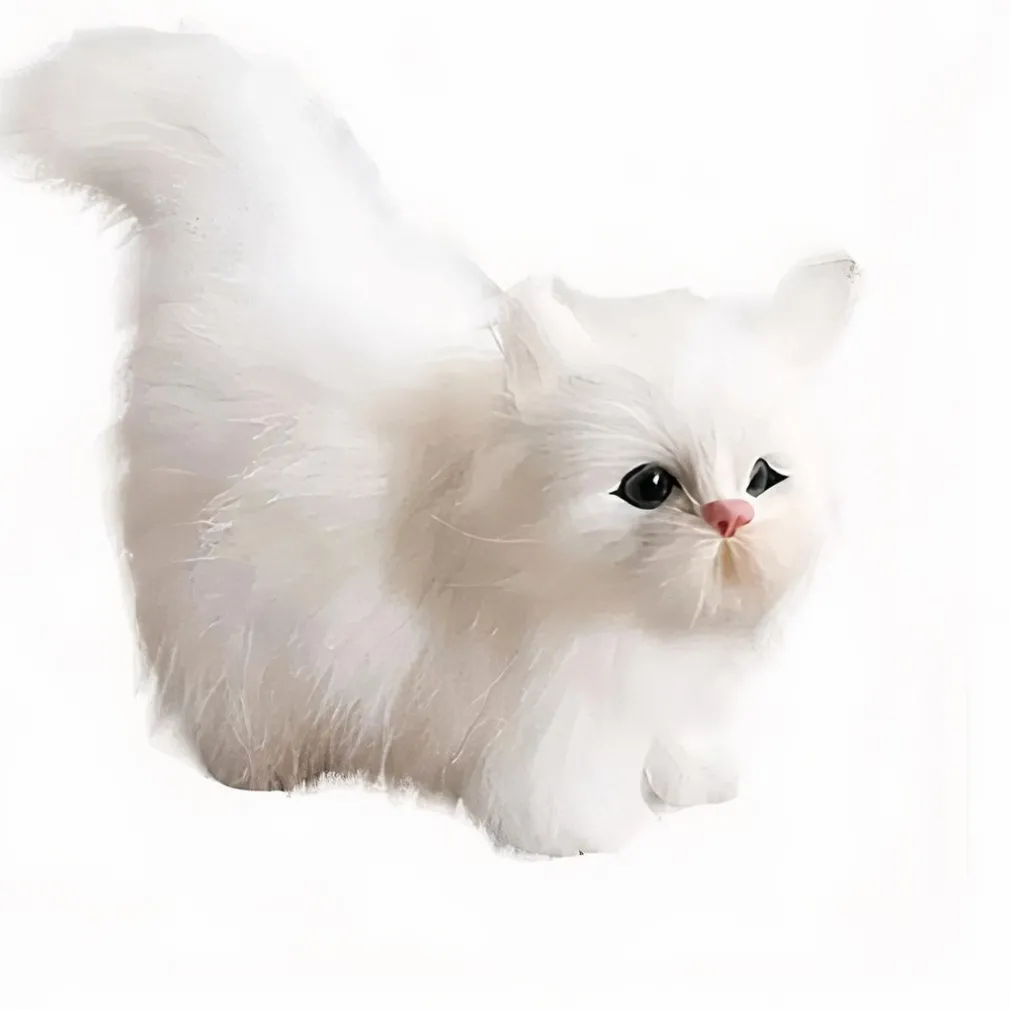 Peluche chaton poilu blanc