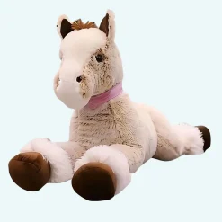 Peluche cheval beige couché