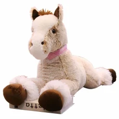 Peluche cheval beige couché