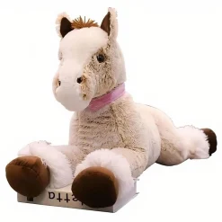 Peluche cheval beige couché