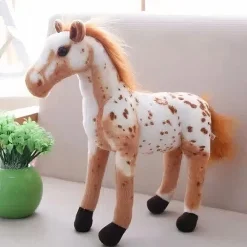 Peluche cheval blanc et marron
