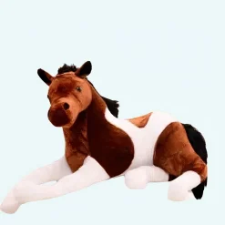 Peluche cheval blanc marron