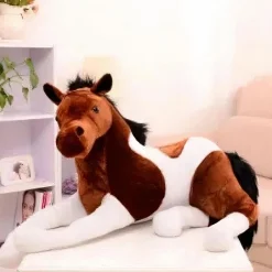 Peluche cheval blanc marron