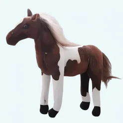 Peluche cheval marron blanc mignon