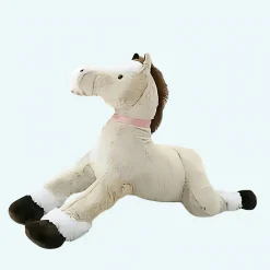 Peluche cheval marron blanc