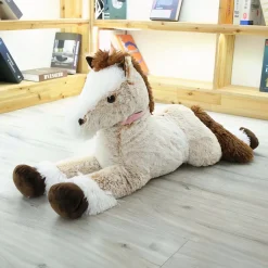 Peluche cheval marron blanc