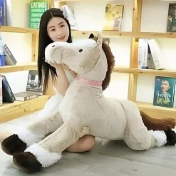 Peluche cheval marron blanc