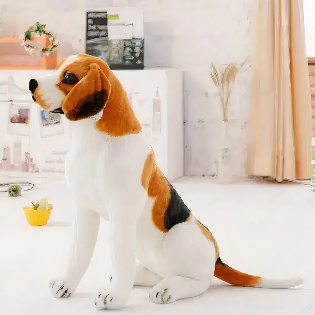 Peluche chien géant assis tricolore