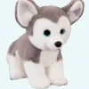 Peluche chien husky gris