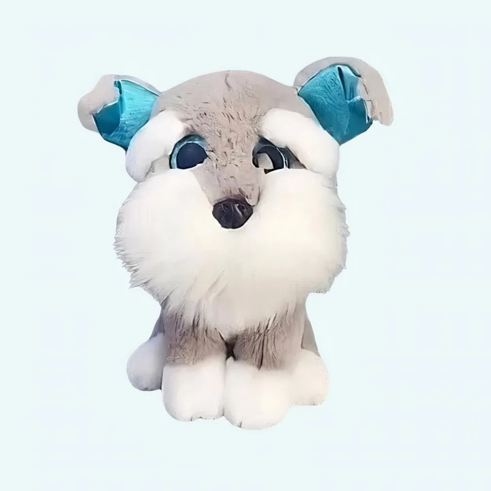 Peluche chien husky gris touffu