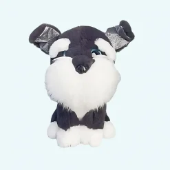Peluche chien husky noir touffu
