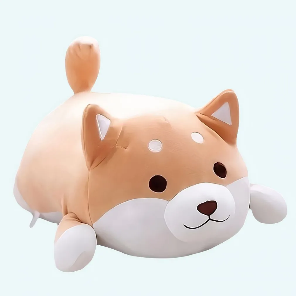 Peluche chien kawaii marron yeux fermés