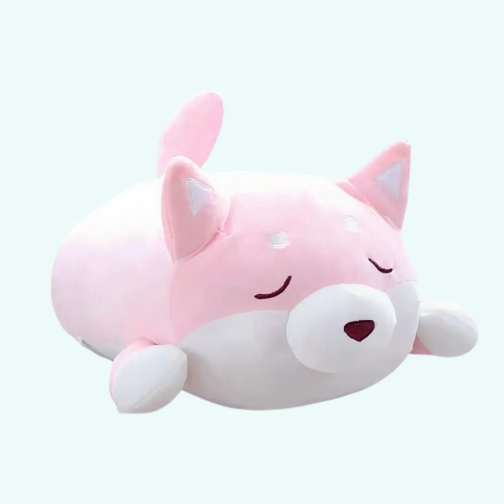 Peluche chien kawaii rose yeux fermés