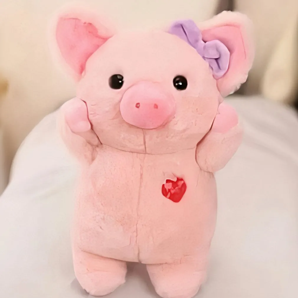 Peluche cochon avec nœud violet