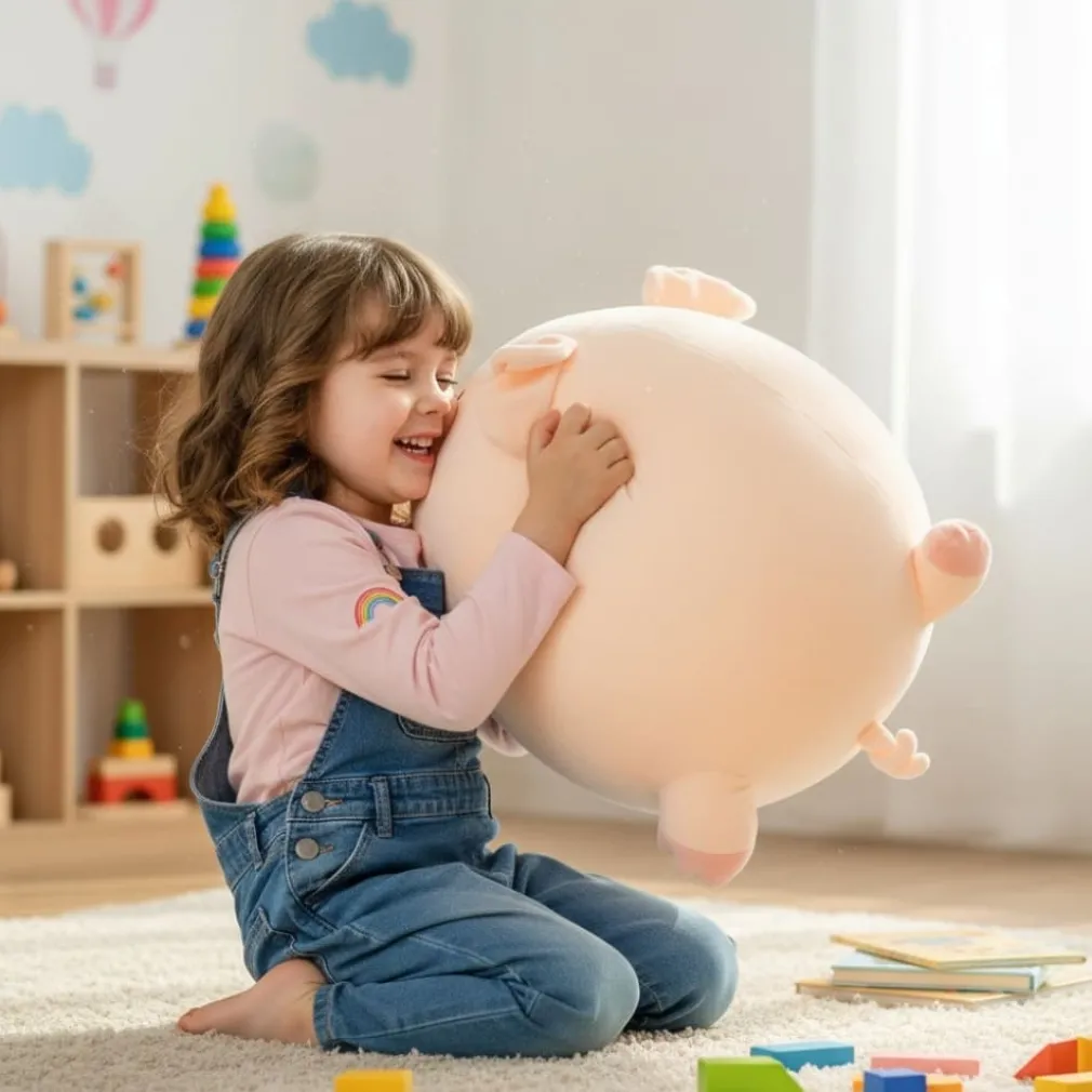 Peluche cochon blanc assoupi