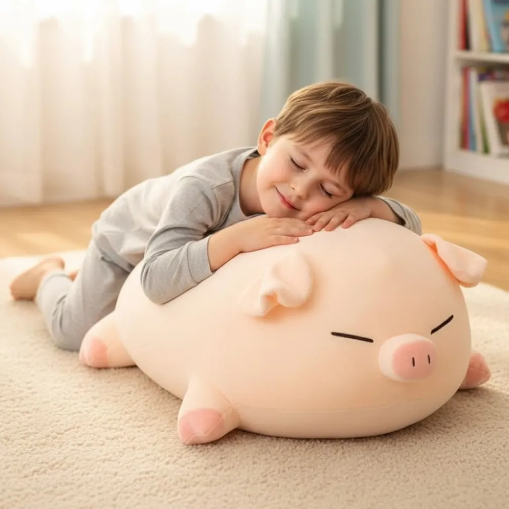 Peluche cochon blanc assoupi