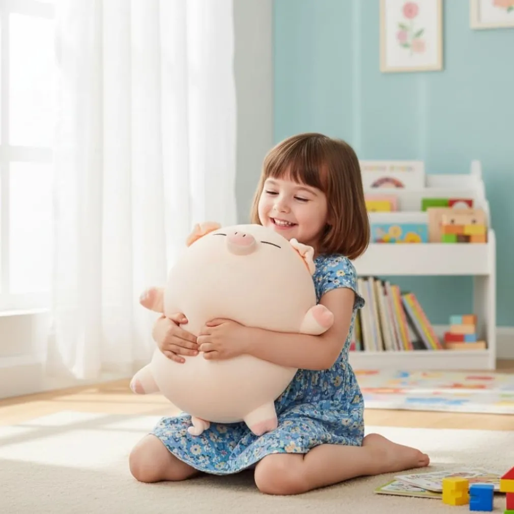 Peluche cochon blanc assoupi