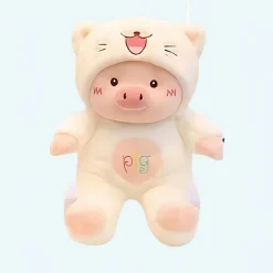 Peluche cochon déguisé en chat