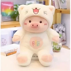 Peluche cochon déguisé en chat