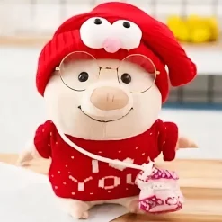 Peluche cochon habillé pull I Love You