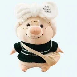 Peluche cochon habillé pull noir