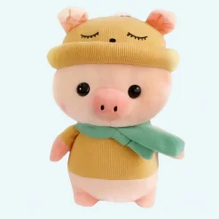 Peluche cochon habillé tenue jaune