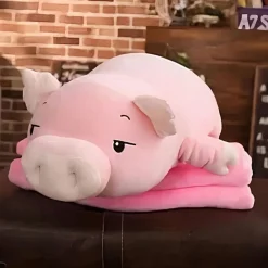 Peluche cochon rose assoupi