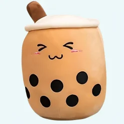 Peluche coussin Bubble tea mignon marron