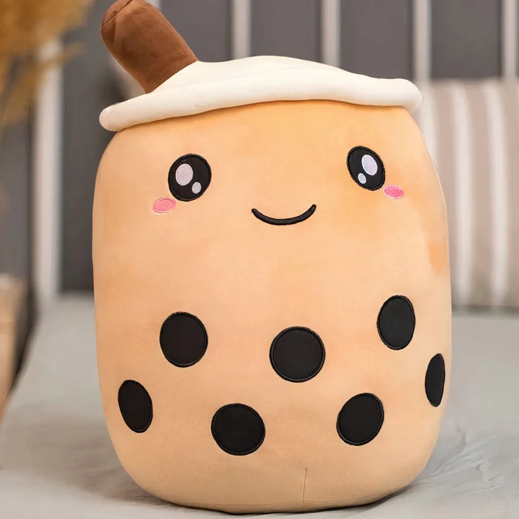 Peluche coussin Bubble tea mignon marron