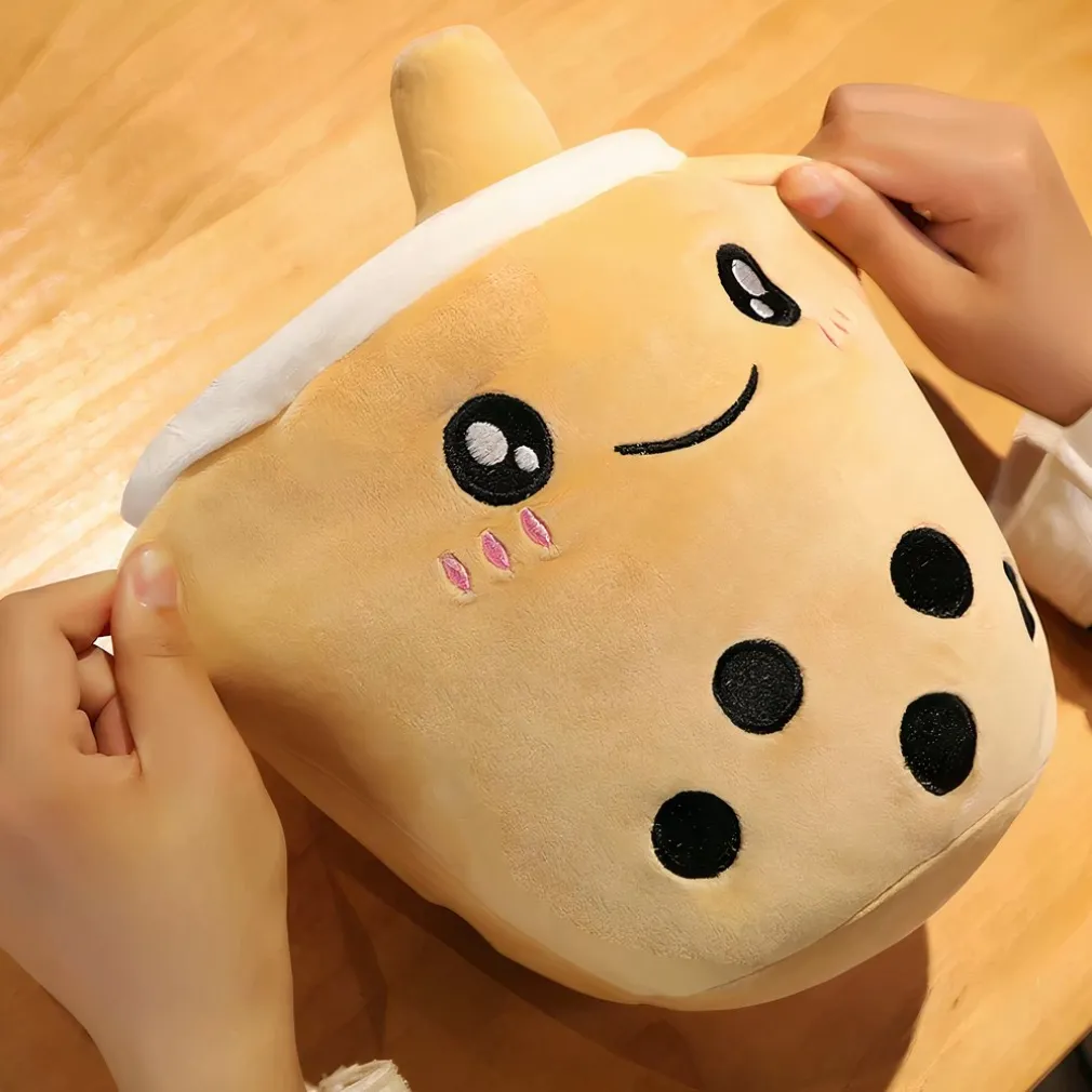 Peluche coussin Bubble tea mignon marron