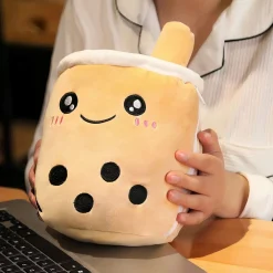 Peluche coussin Bubble tea mignon marron