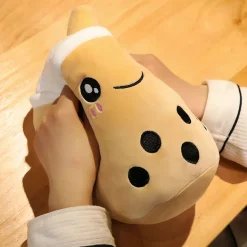 Peluche coussin Bubble tea mignon marron