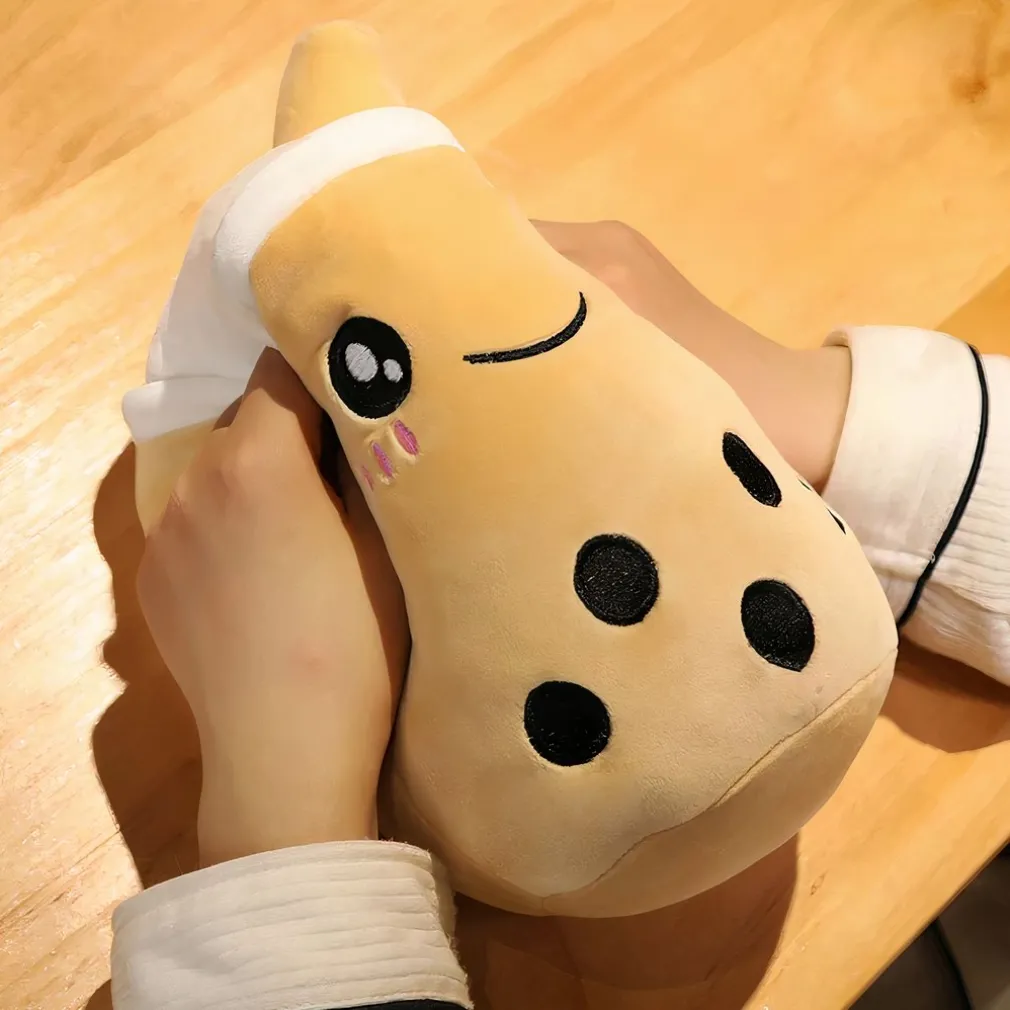 Peluche coussin Bubble tea mignon marron