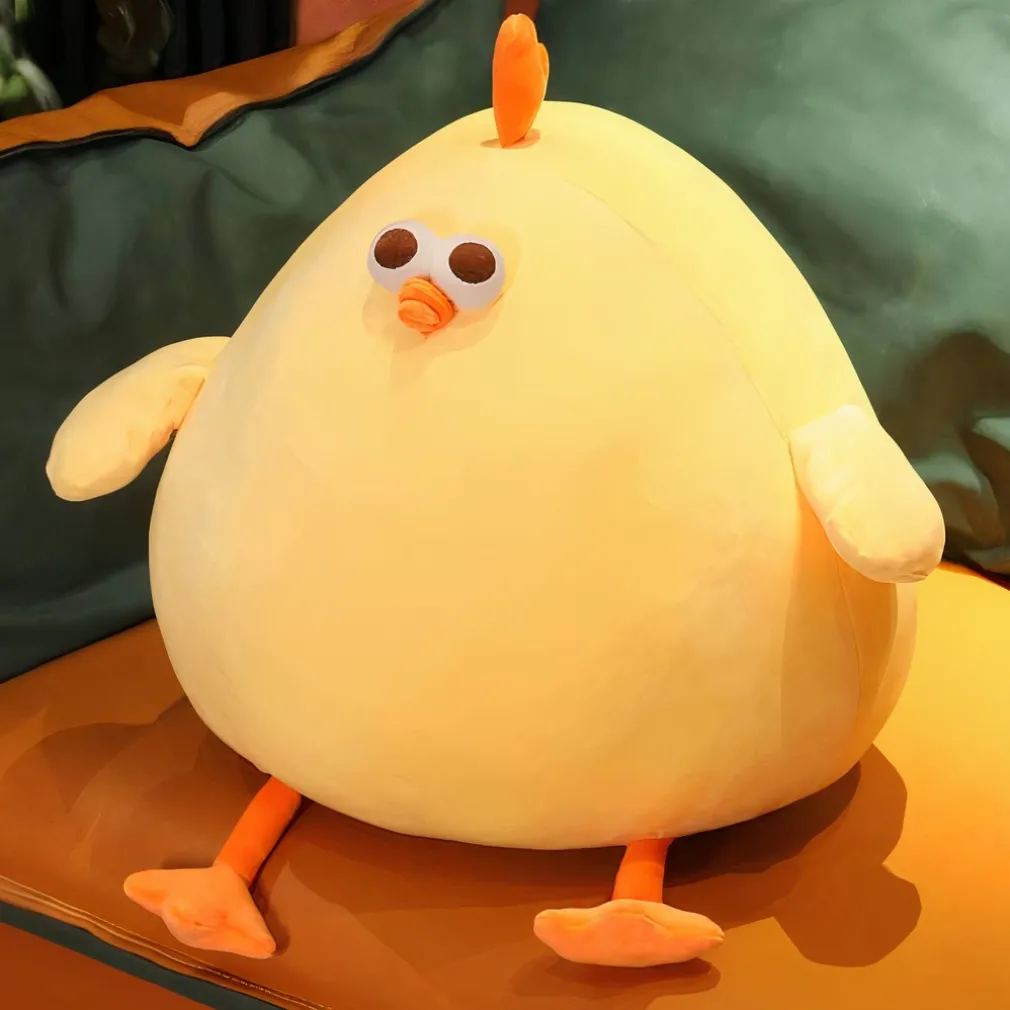 Peluche coussin jaune poussin
