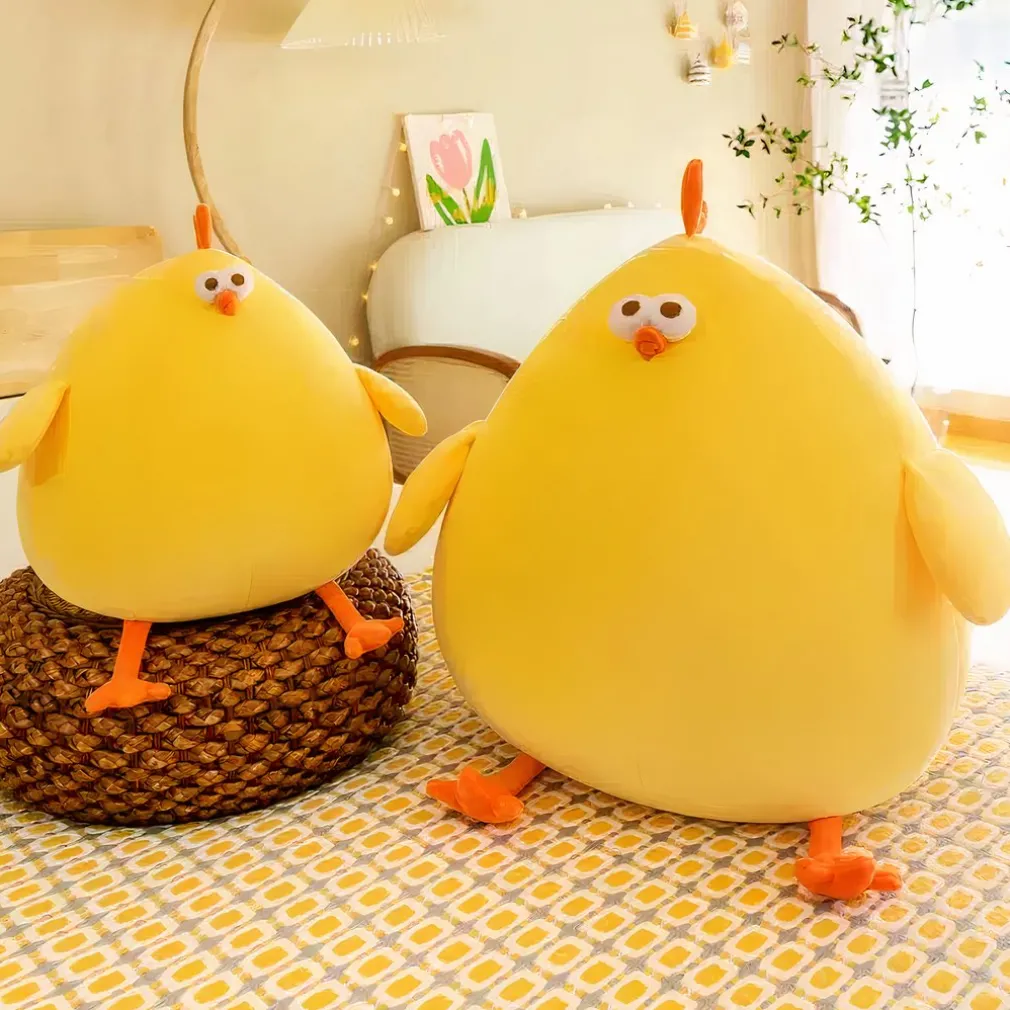 Peluche coussin jaune poussin