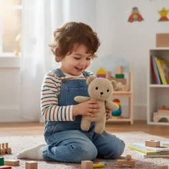 Peluche crochet ours beige