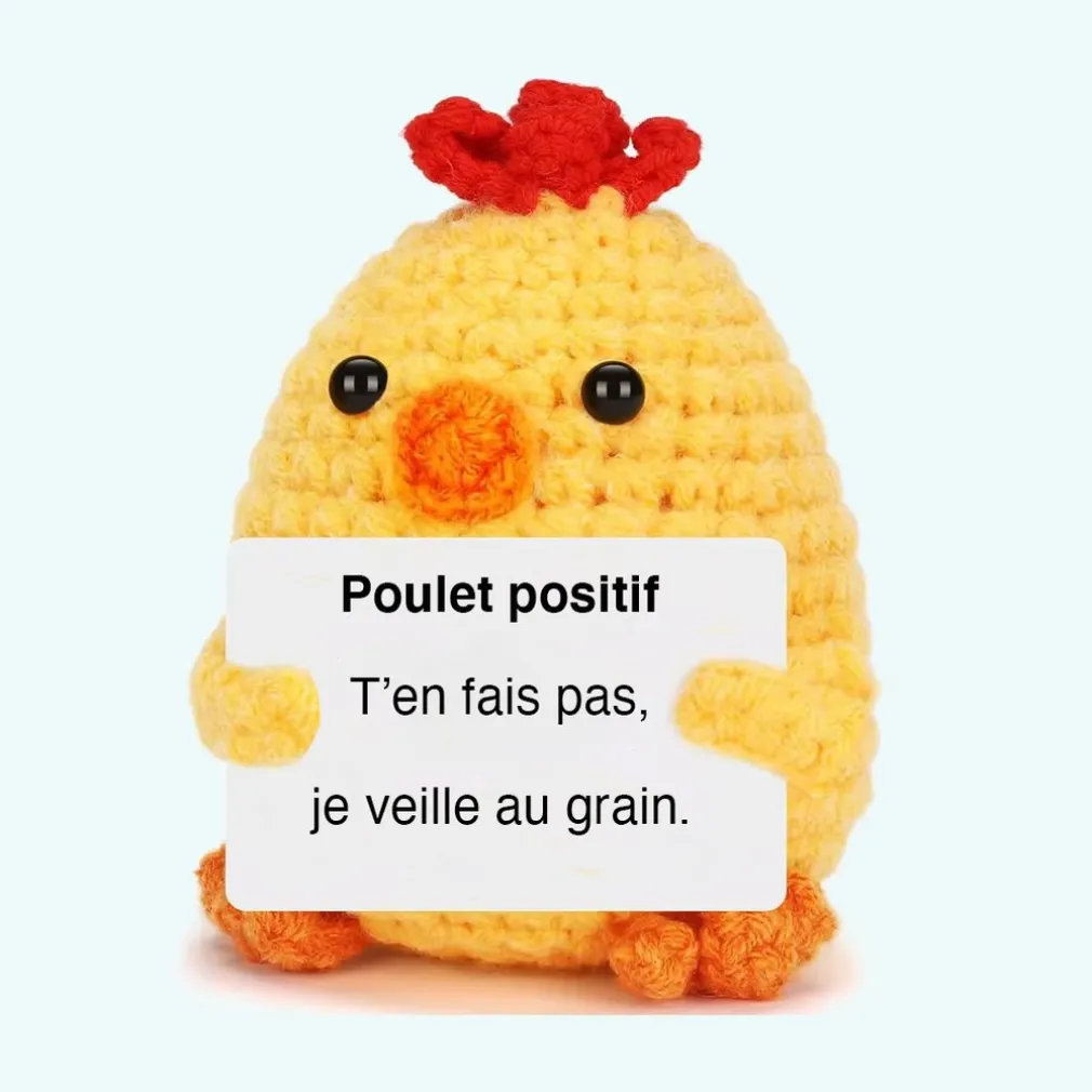 Peluche crochet positive poulet